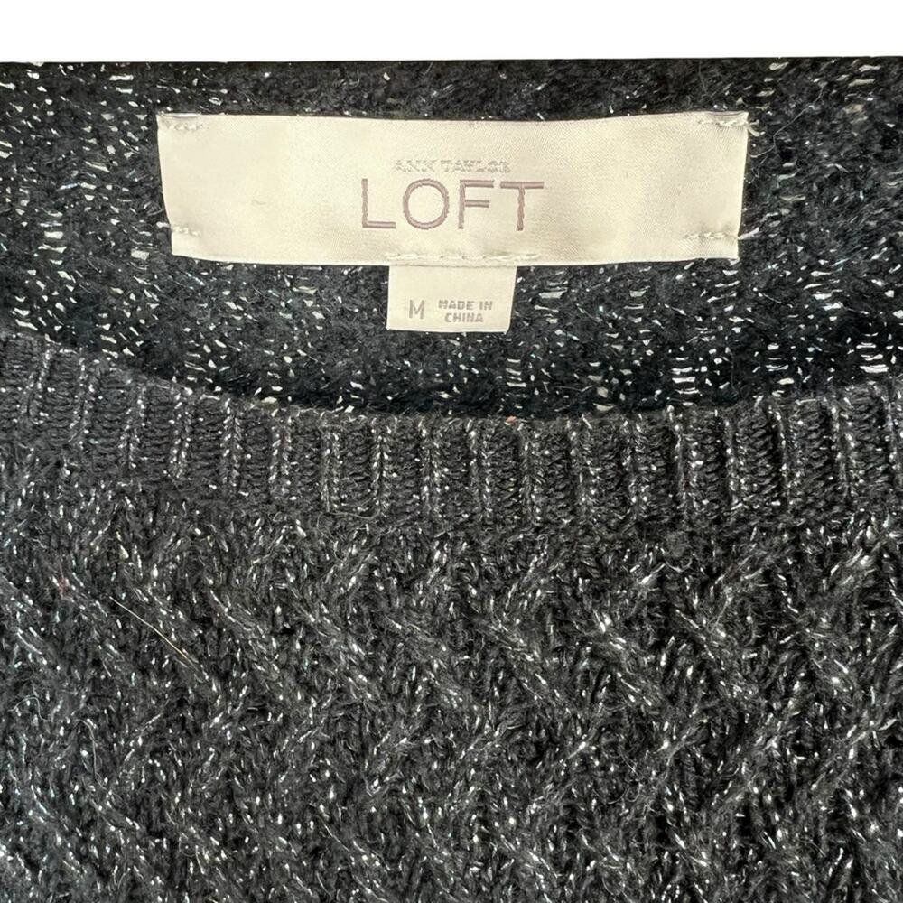 Ann Taylor Loft Black Speckled Sparkle Knit Women’s Sweater Size Medium - Picture 3 of 3